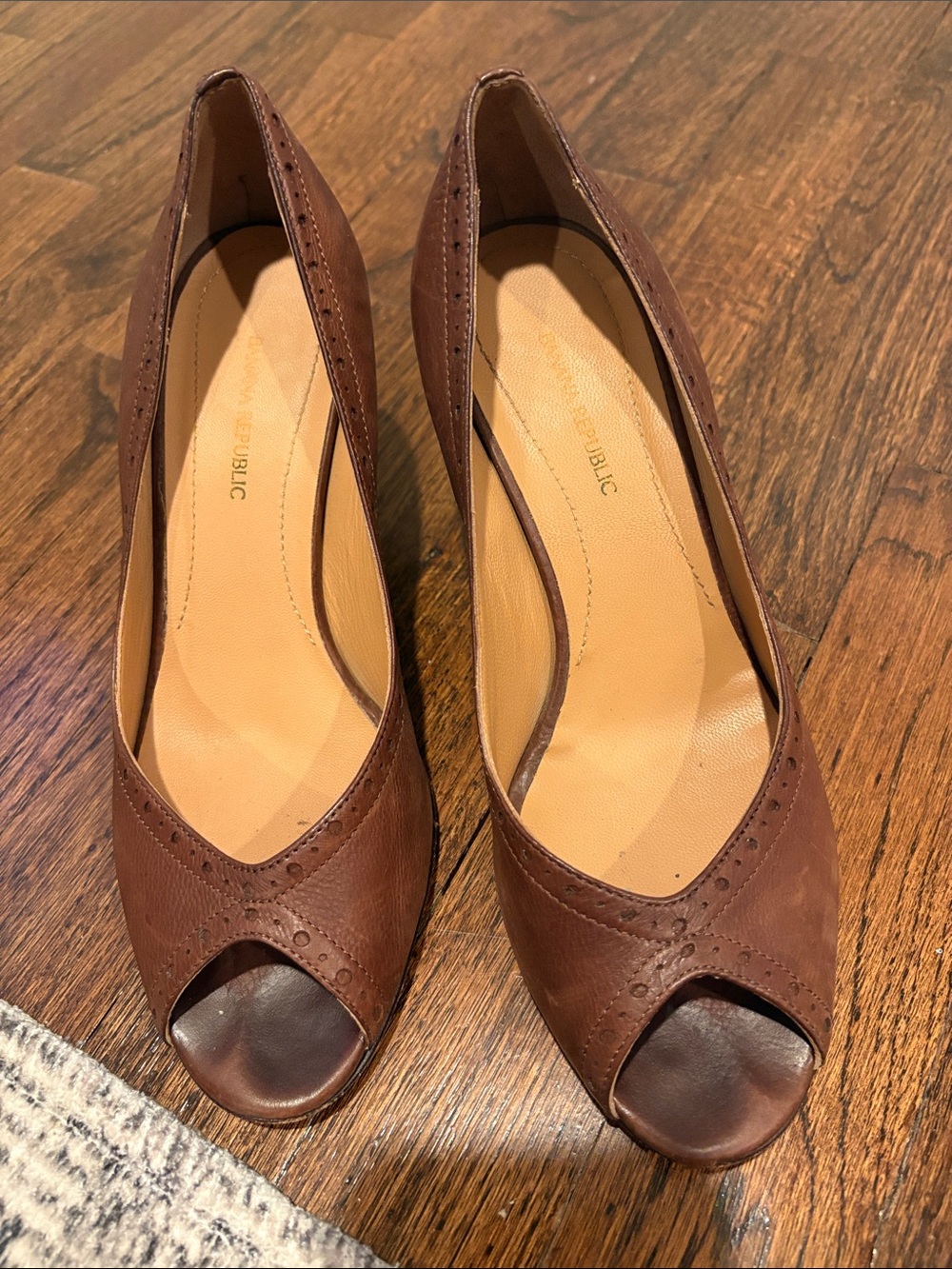 ComfortCraft Brown Peep-Toe Women's Pumps